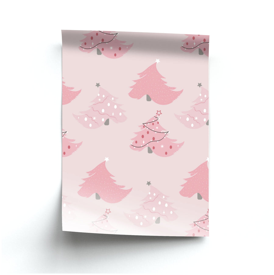 Pink Christmas Tree Pattern Poster