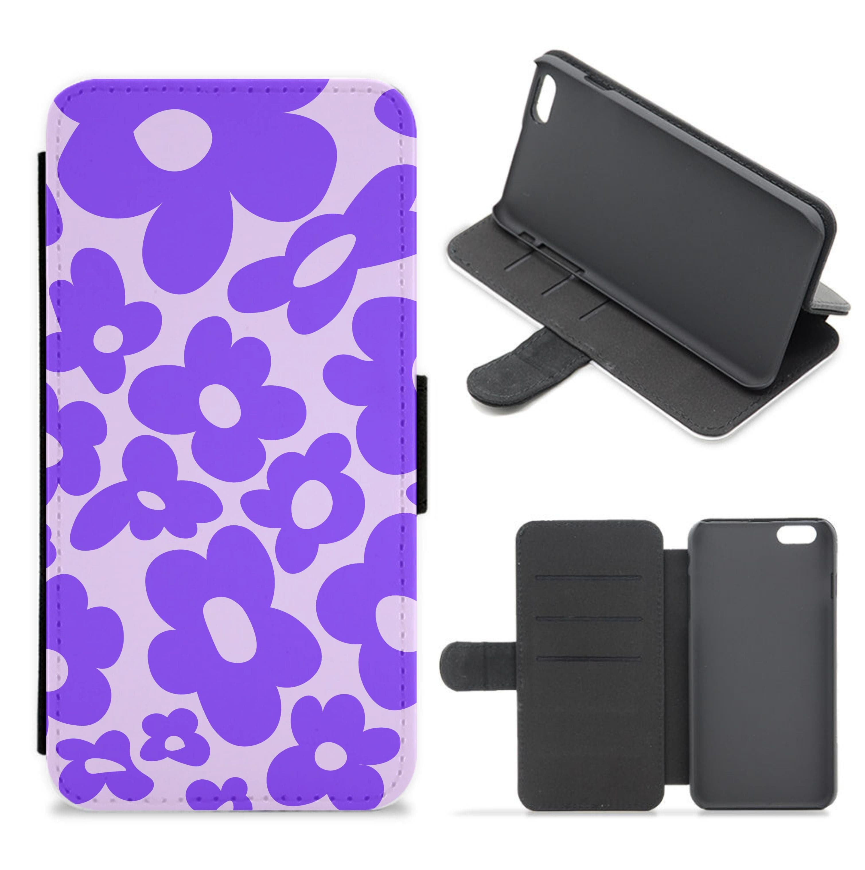 Purple Flowers - Trippy Patterns Flip / Wallet Phone Case