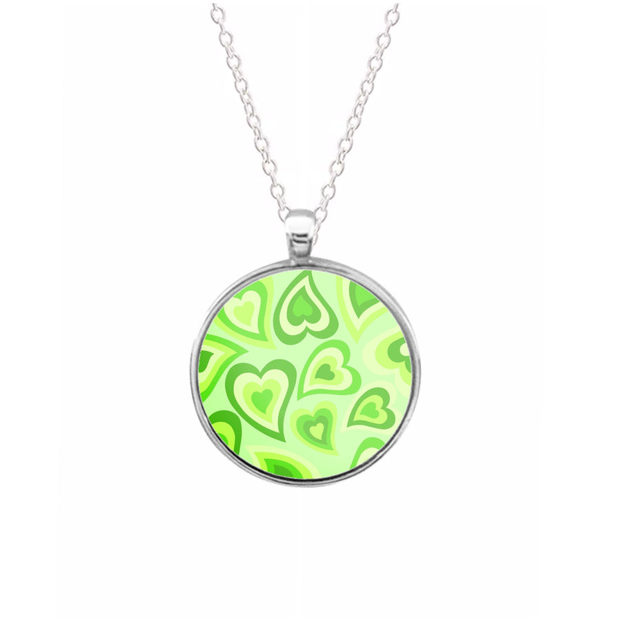 Green Hearts - Trippy Patterns Necklace