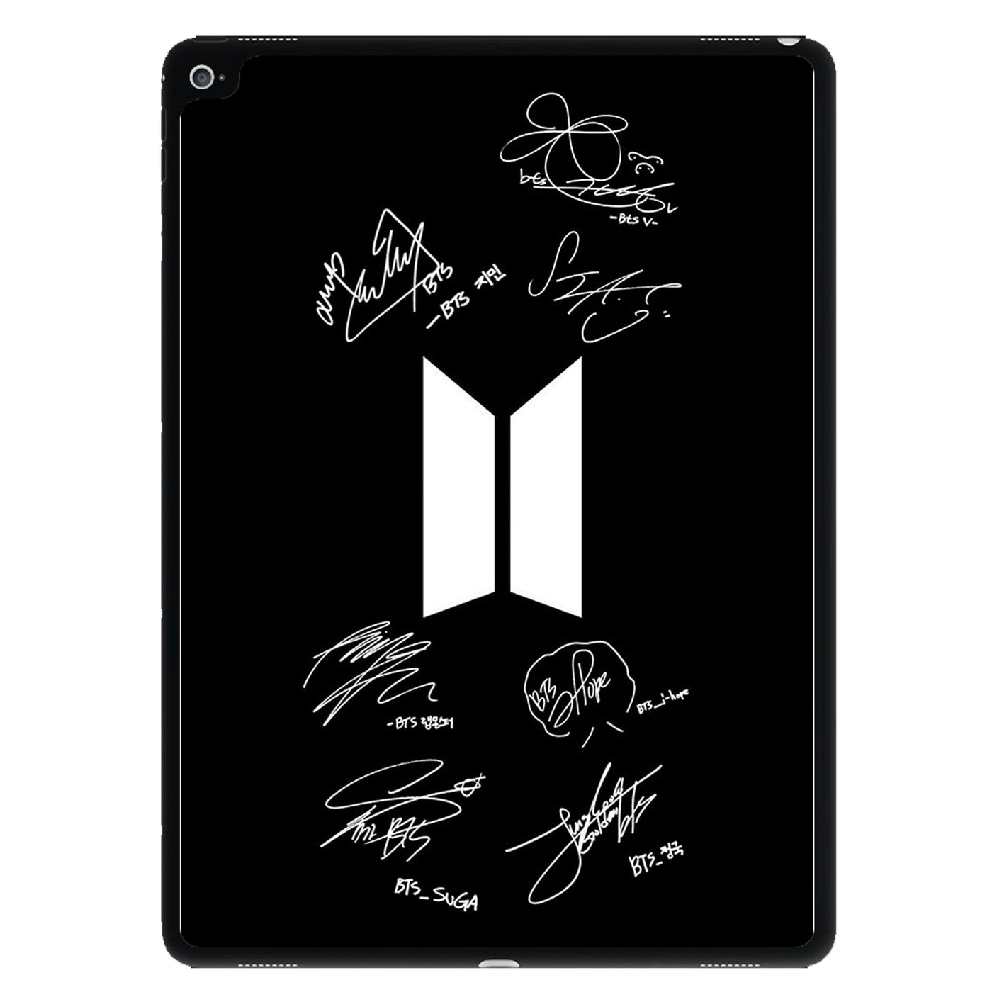 Black BTS Logo and Signatures iPad Case