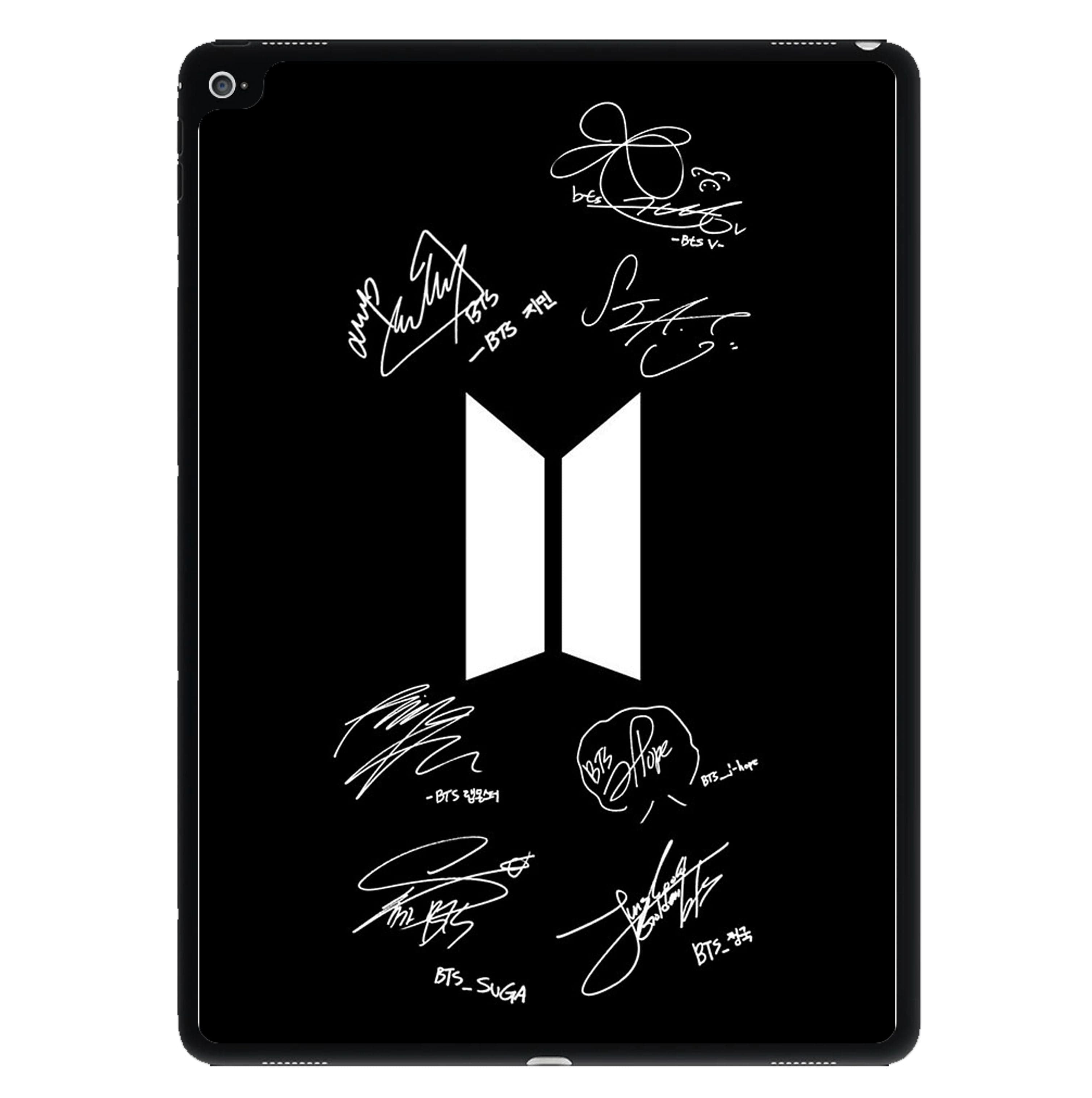 Black K-Pop Band Logo and Signatures iPad Case