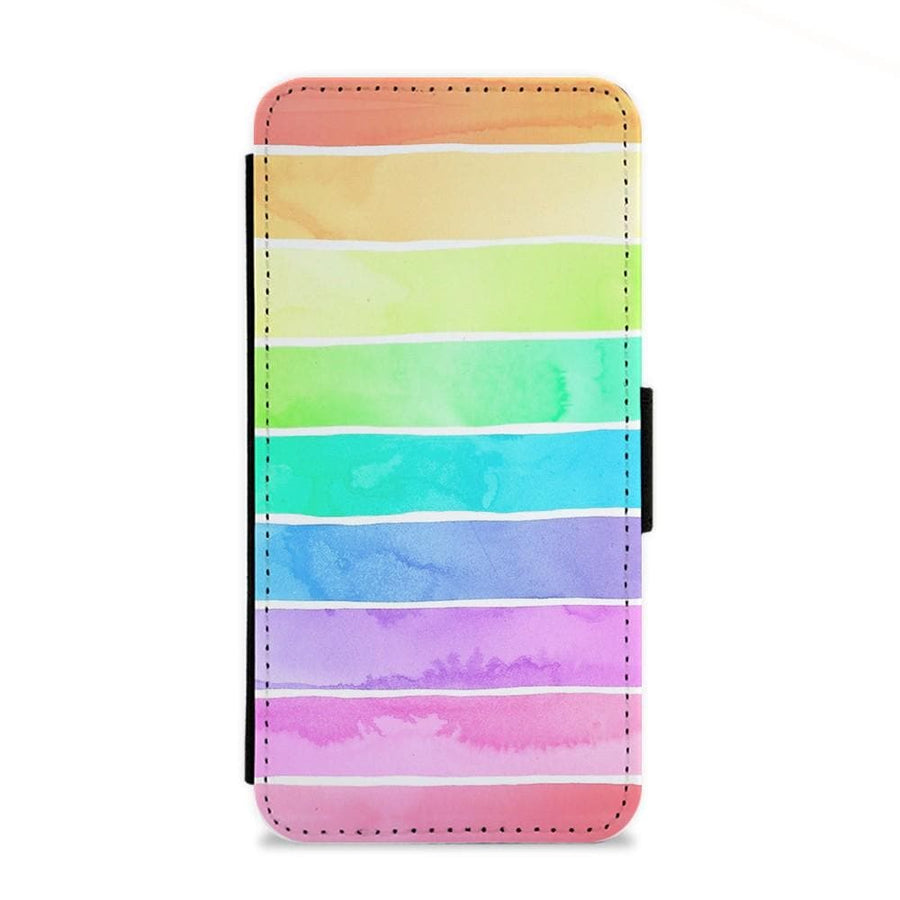 Summer Rainbow Stripes Flip Wallet Phone Case - Fun Cases
