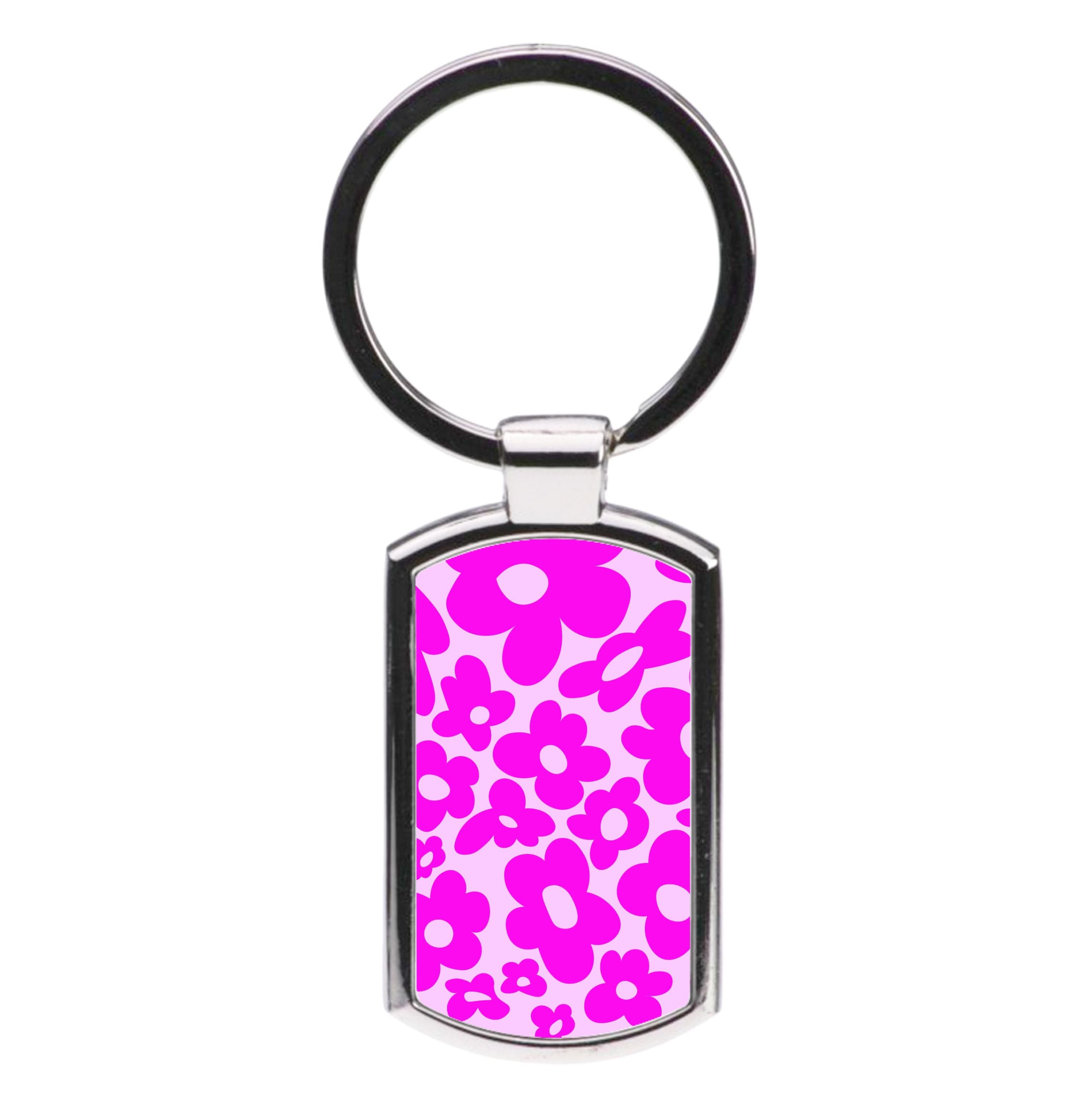 Pink Flowers - Trippy Patterns Luxury Keyring