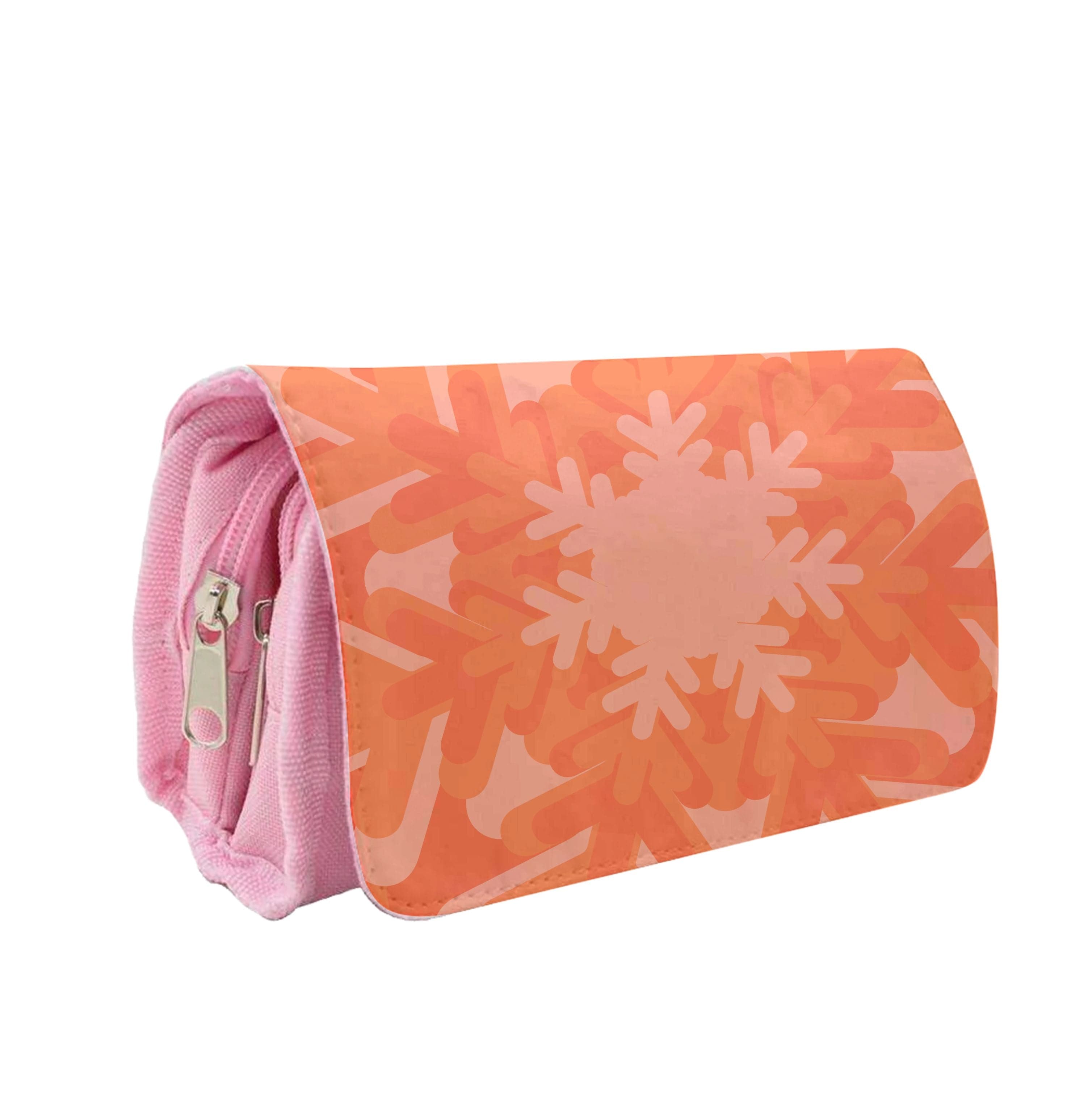 Orange - Colourful Snowflakes Pencil Case