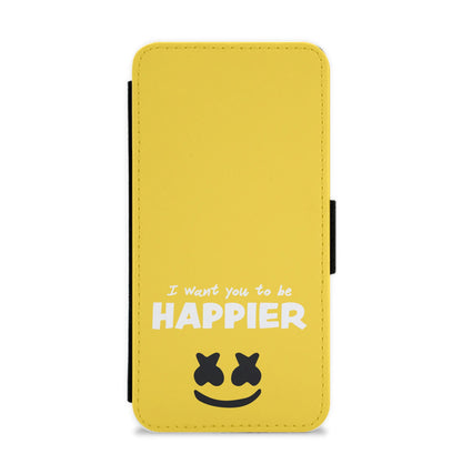 I Want You To Be Happier - White Helmet DJ Flip / Wallet Phone Case