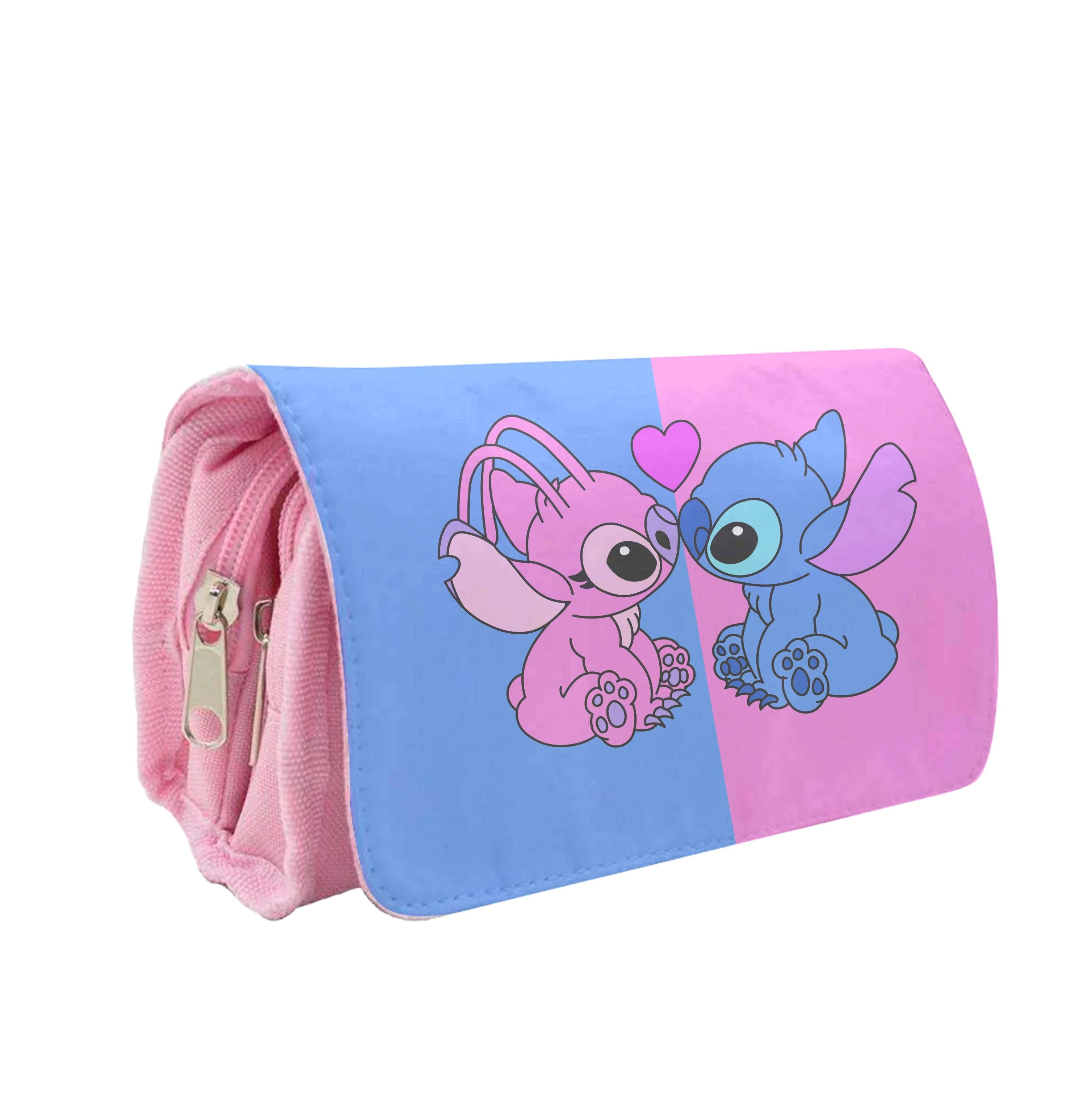 Angel And Blue Alien - Pink Alien Pencil Case