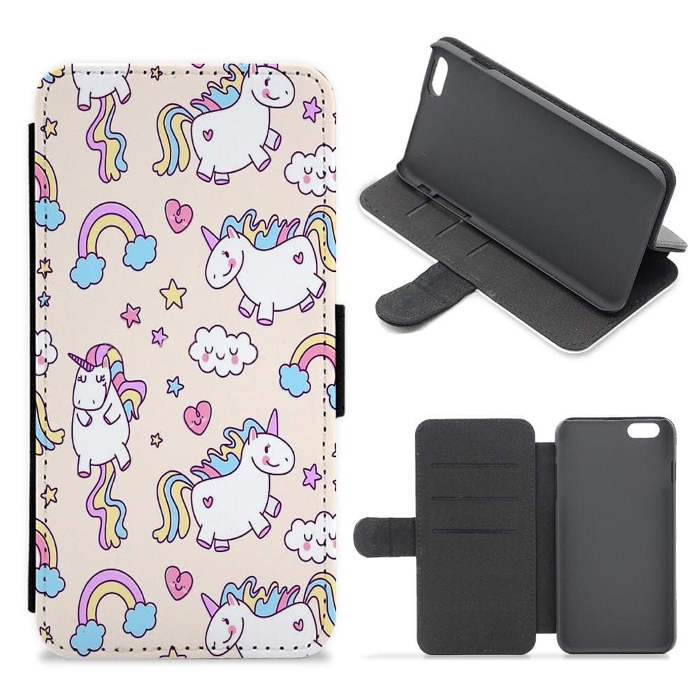 Cute Unicorn Pattern Flip / Wallet Phone Case - Fun Cases