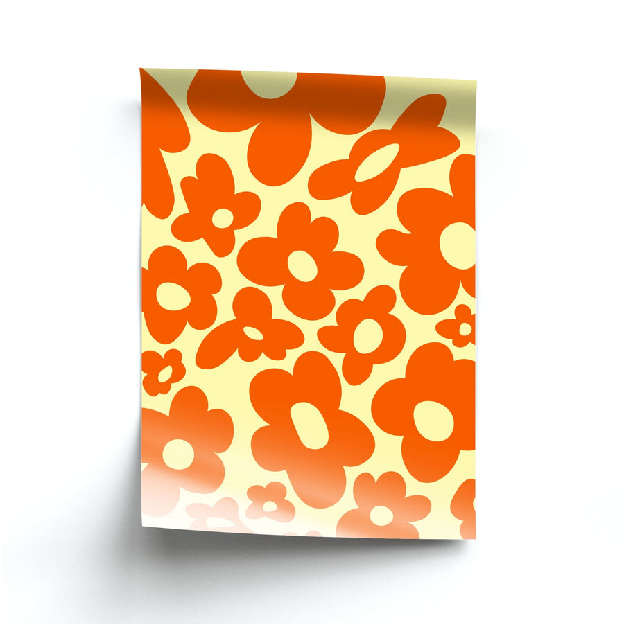 Orange Flowers - Trippy Patterns Poster
