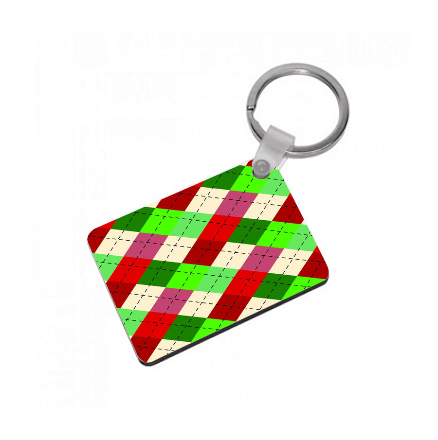 Red And Green - Christmas Patterns Keyring