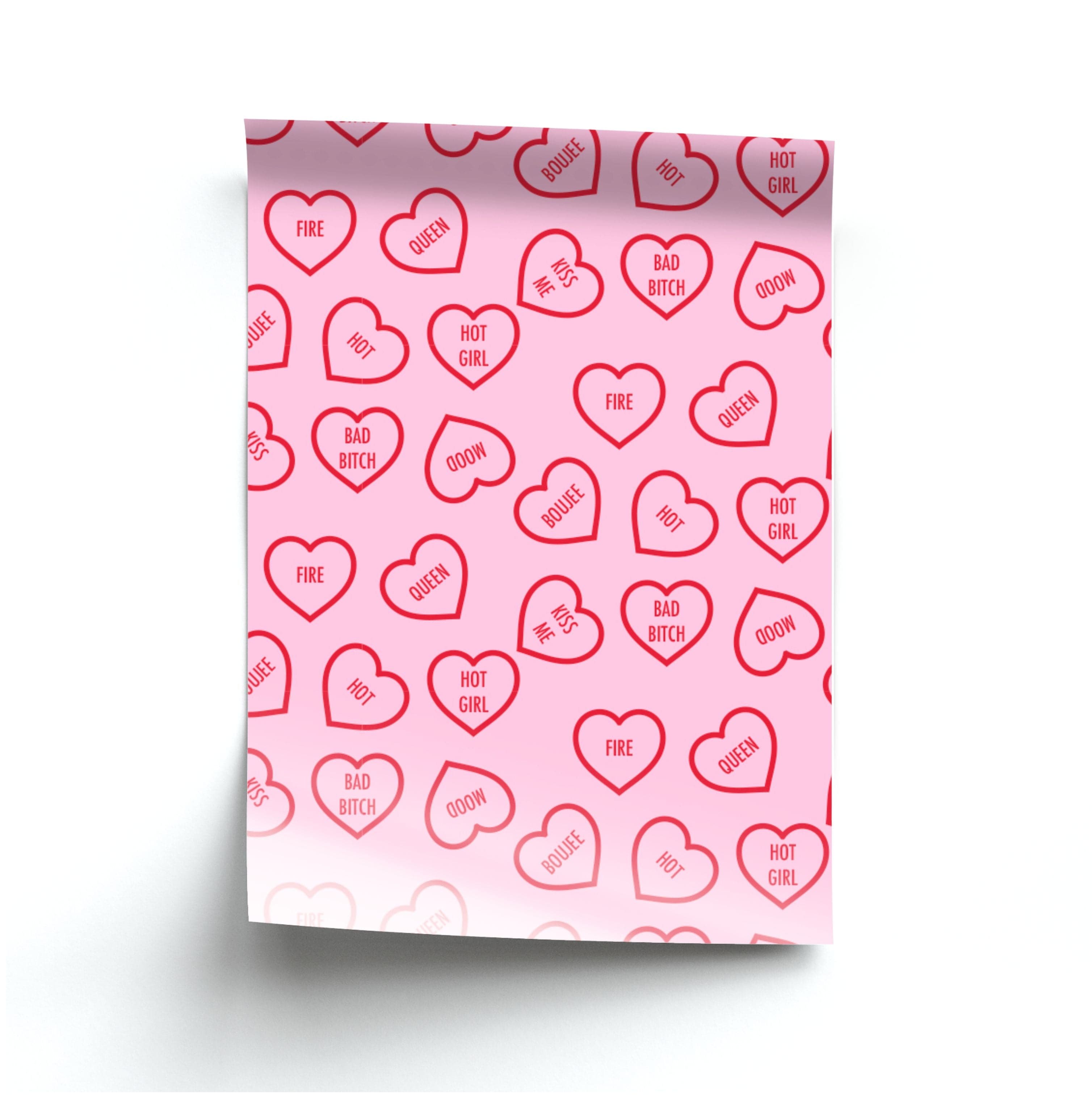 Hot Girl Summer Hearts Pattern Poster