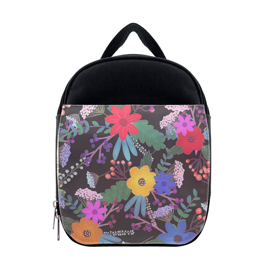 Black & Colourful Floral Pattern Lunchbox