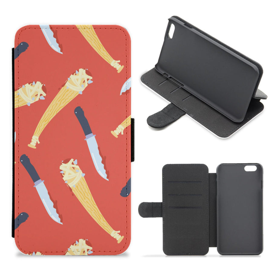 Knives And Bats Pattern - Halloween Flip / Wallet Phone Case