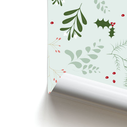 Christmas Floral Pattern Poster