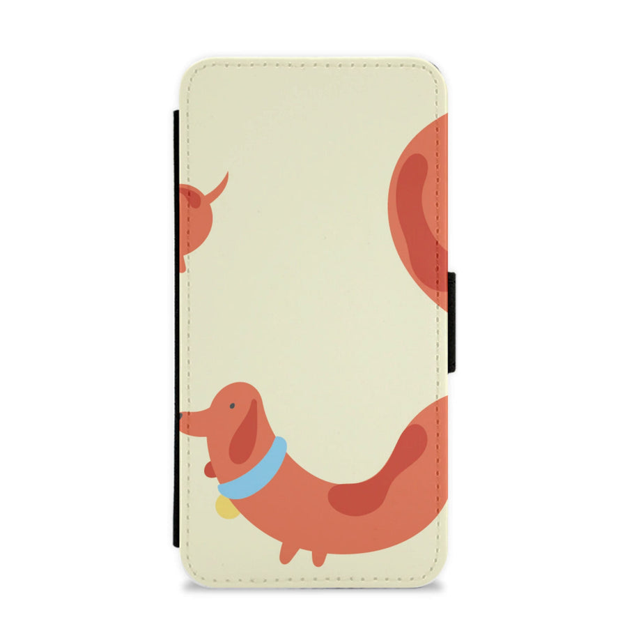 Sausage dog wrapped round - Dachshunds Flip / Wallet Phone Case