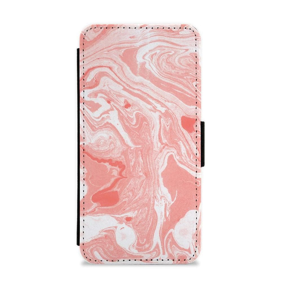 Pink Swirly Marble Flip / Wallet Phone Case - Fun Cases
