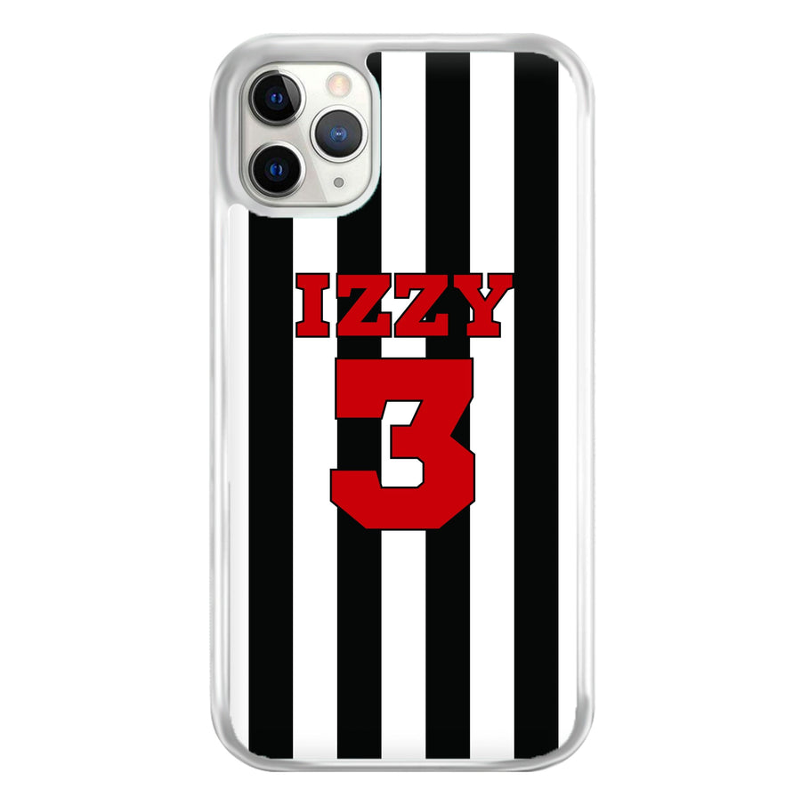 Black And White Stripes - Personalised Football   Phone Case