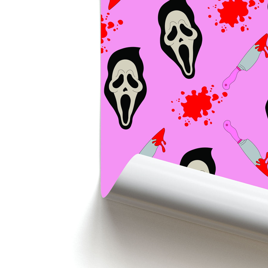 Pink Ghostface Pattern - Scream Poster