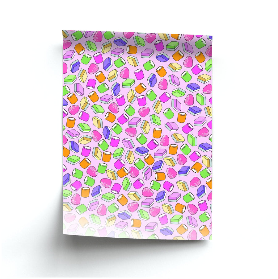 Pink Dolly Mix - Sweets Patterns Poster
