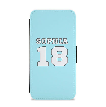 Light Blue - Personalised Football Flip / Wallet Phone Case