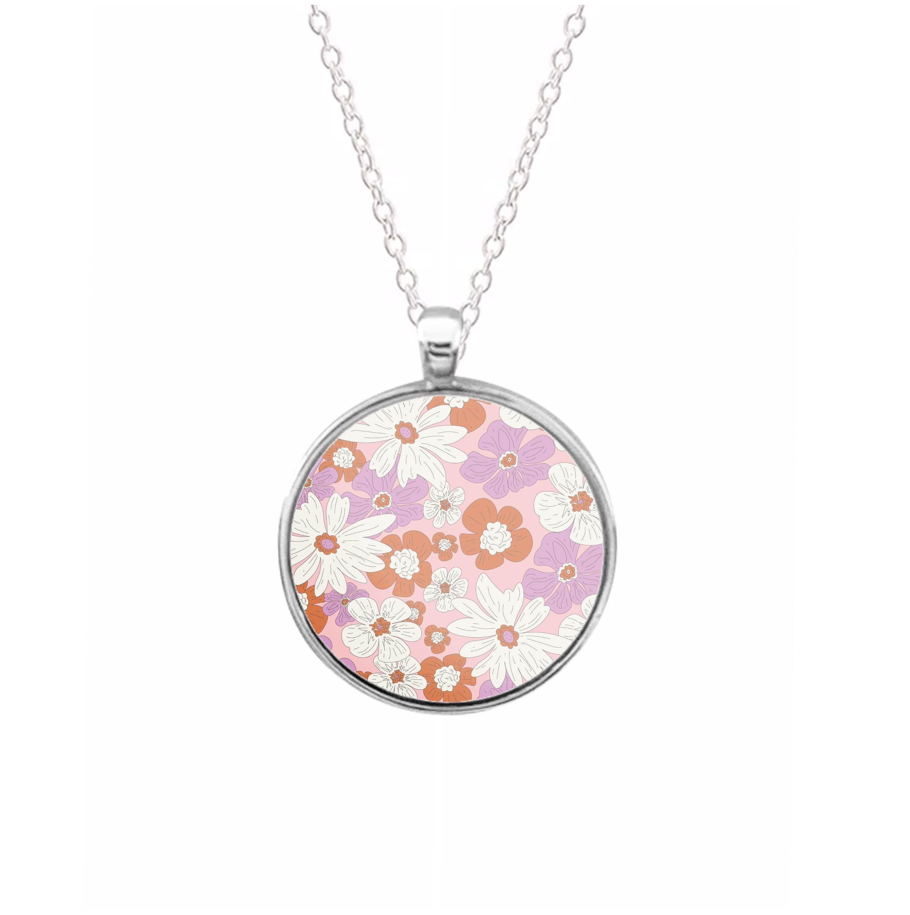 Retro Flowers - Floral Patterns Necklace