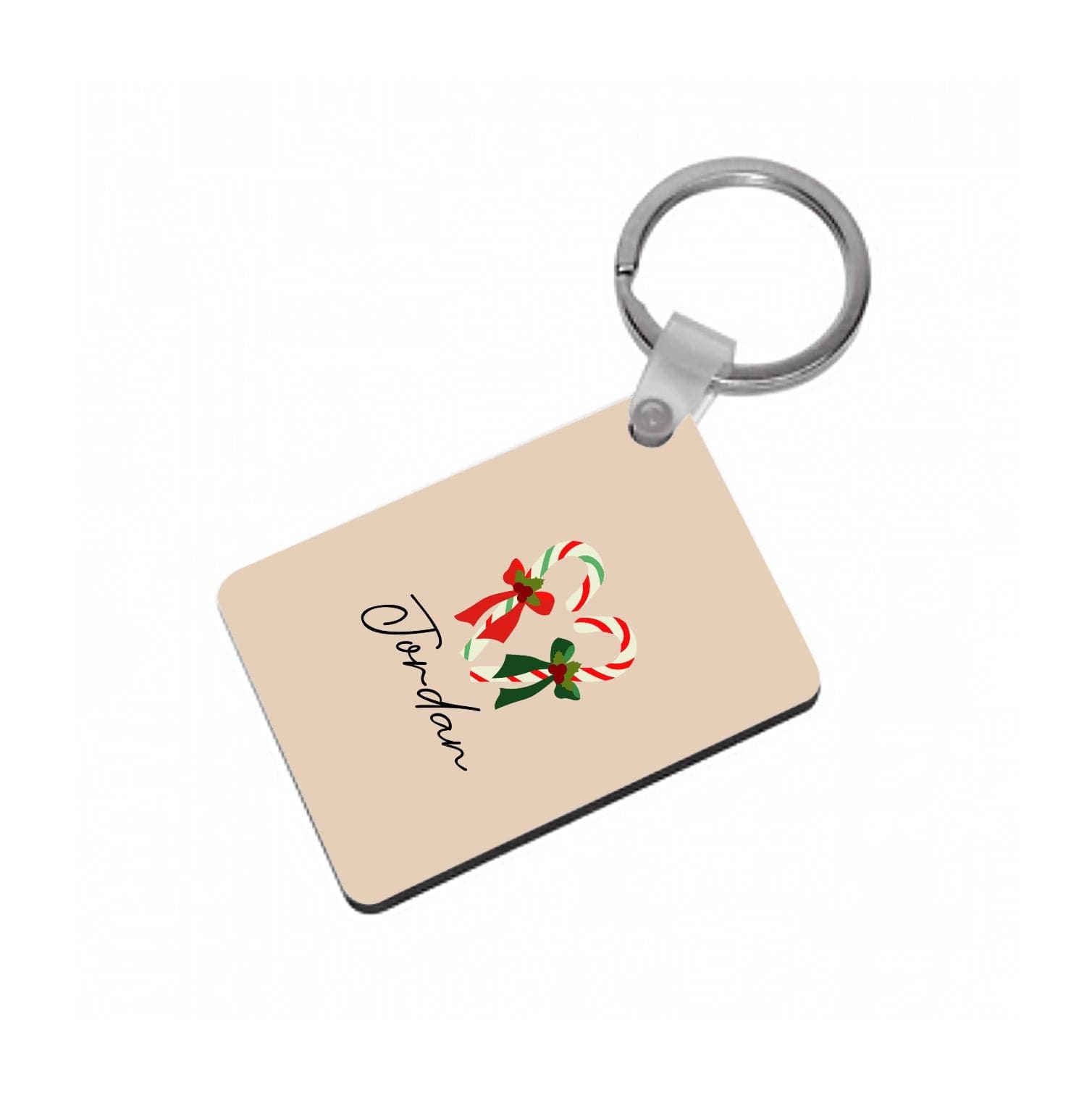 Candycane - Personalised Christmas Keyring