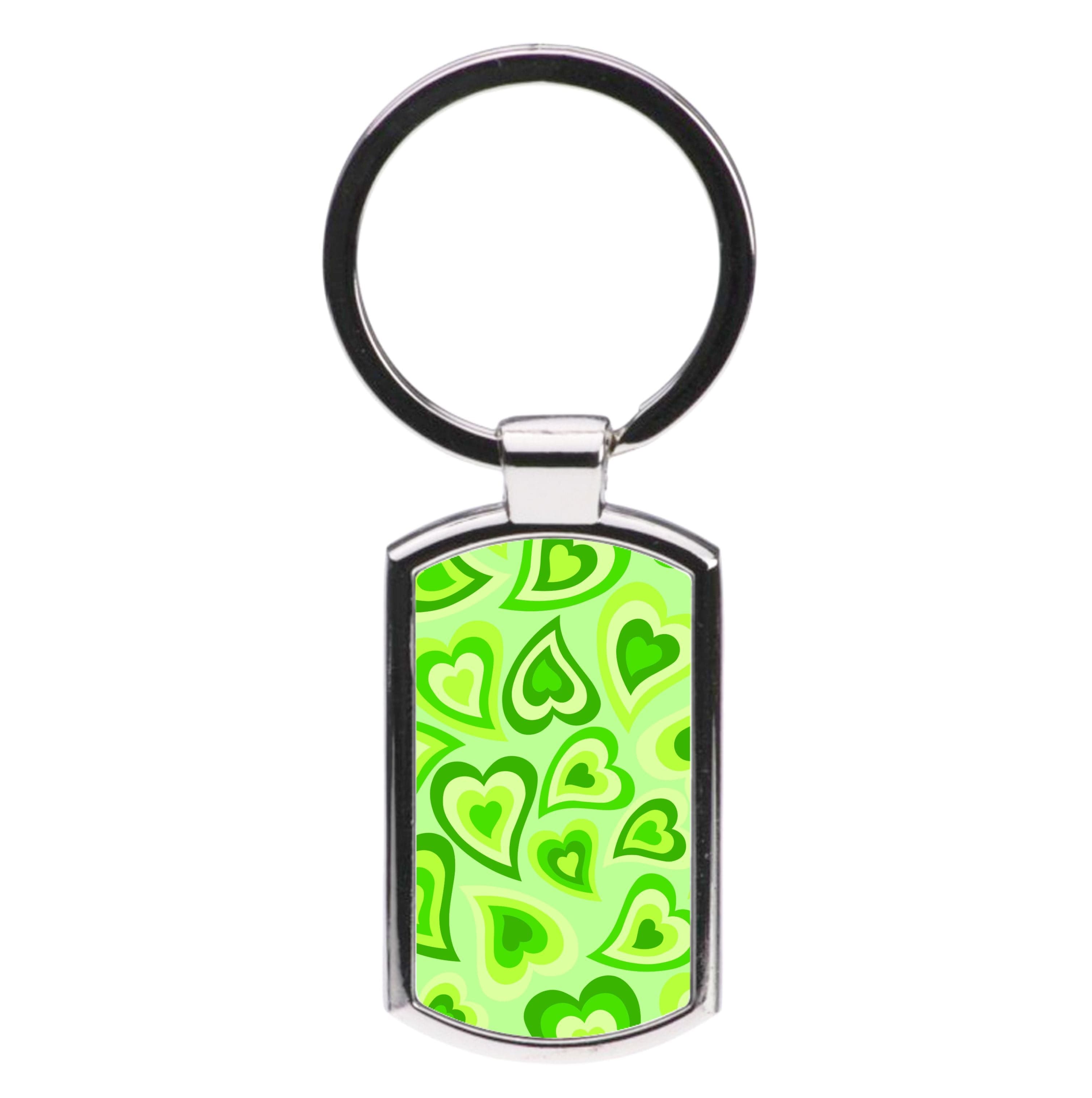 Green Hearts - Trippy Patterns Luxury Keyring