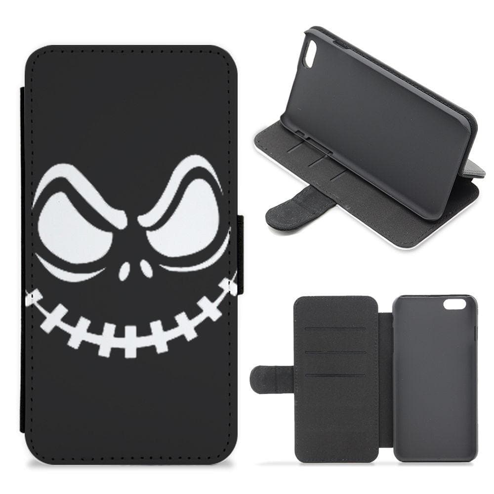 Creepy Smile - Black Flip Wallet Phone Case