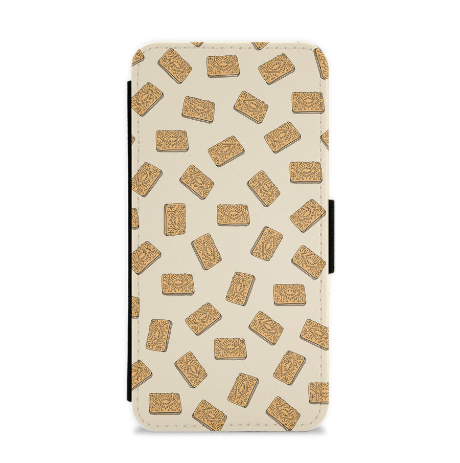 Custard Creams - Biscuits Patterns Flip / Wallet Phone Case