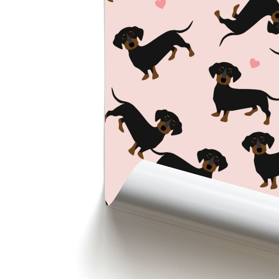 Heart Dachshund - Dog Pattern Poster