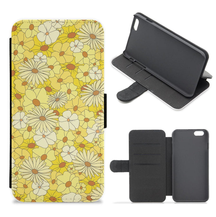 Yellow Flower Pattern - Mothers Day Flip / Wallet Phone Case