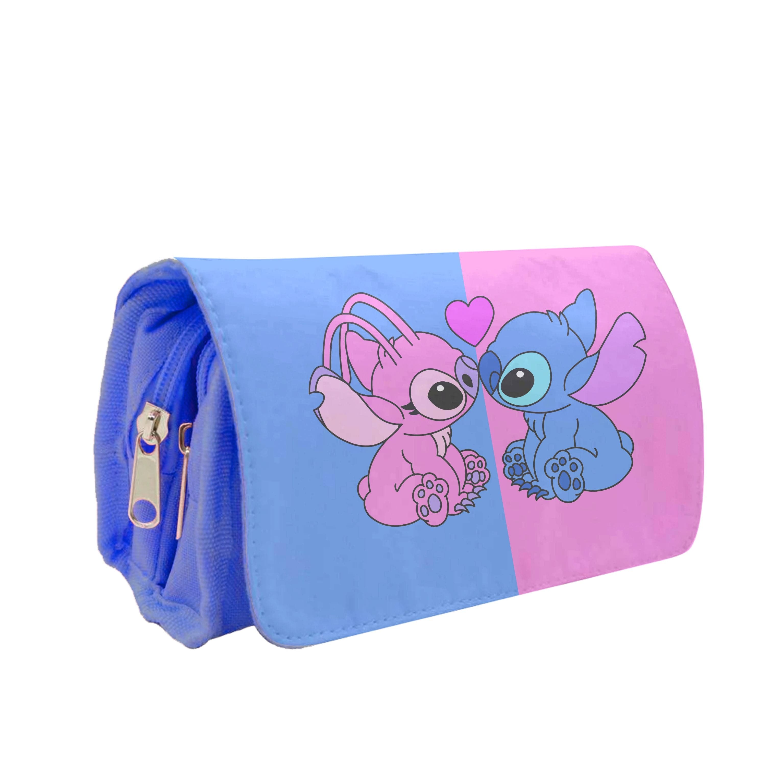 Angel And Blue Alien - Pink Alien Pencil Case