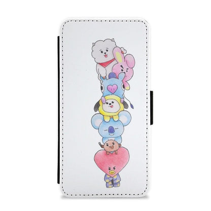 BTS BT21 Drawing Flip Wallet Phone Case