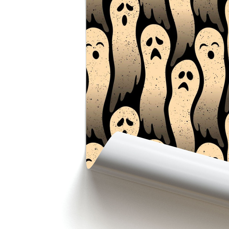 Vintage Wriggly Ghost Pattern Poster