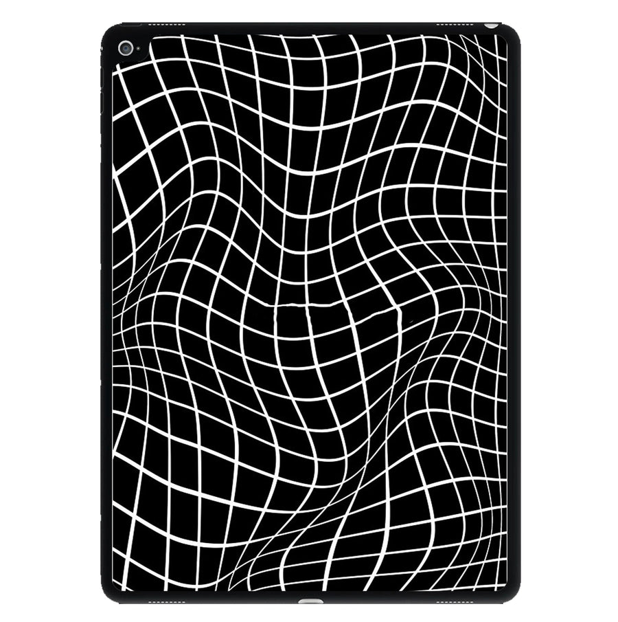 Black Wavy Grid Pattern iPad Case