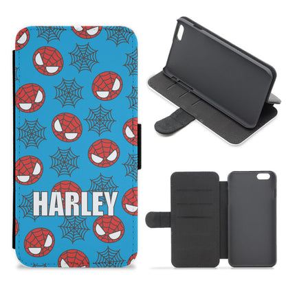 Spiderman And Webs - Personalised Superhero Comic Flip / Wallet Phone Case