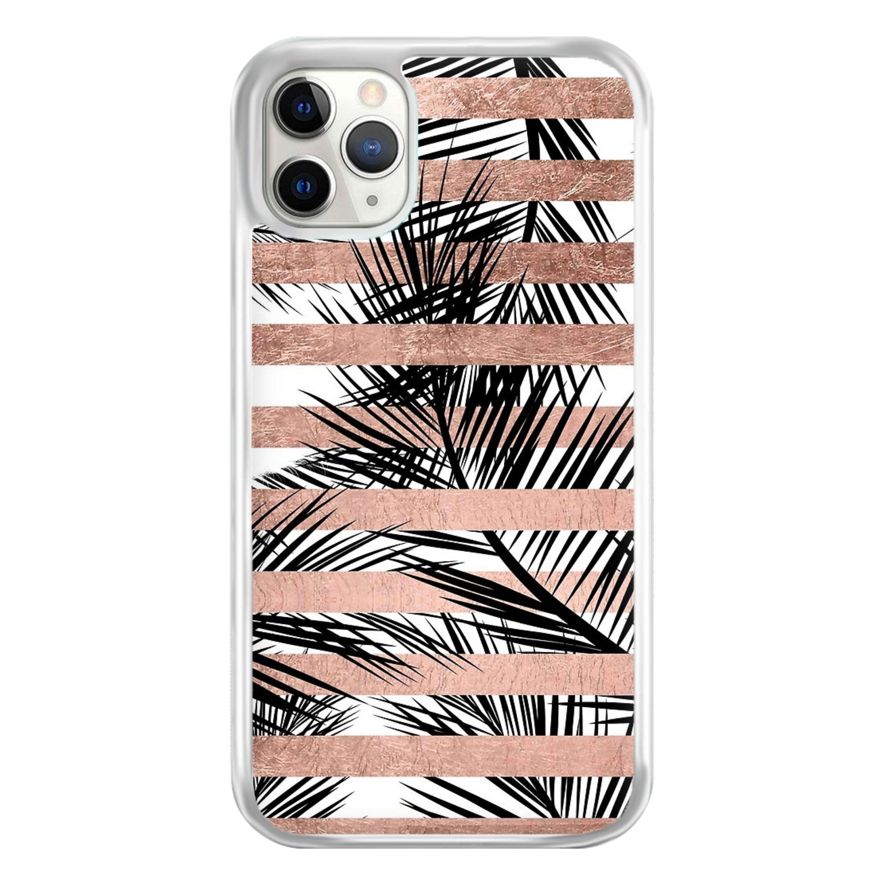 Rose Gold Tropical Palm Leaf Pattern Phone Case