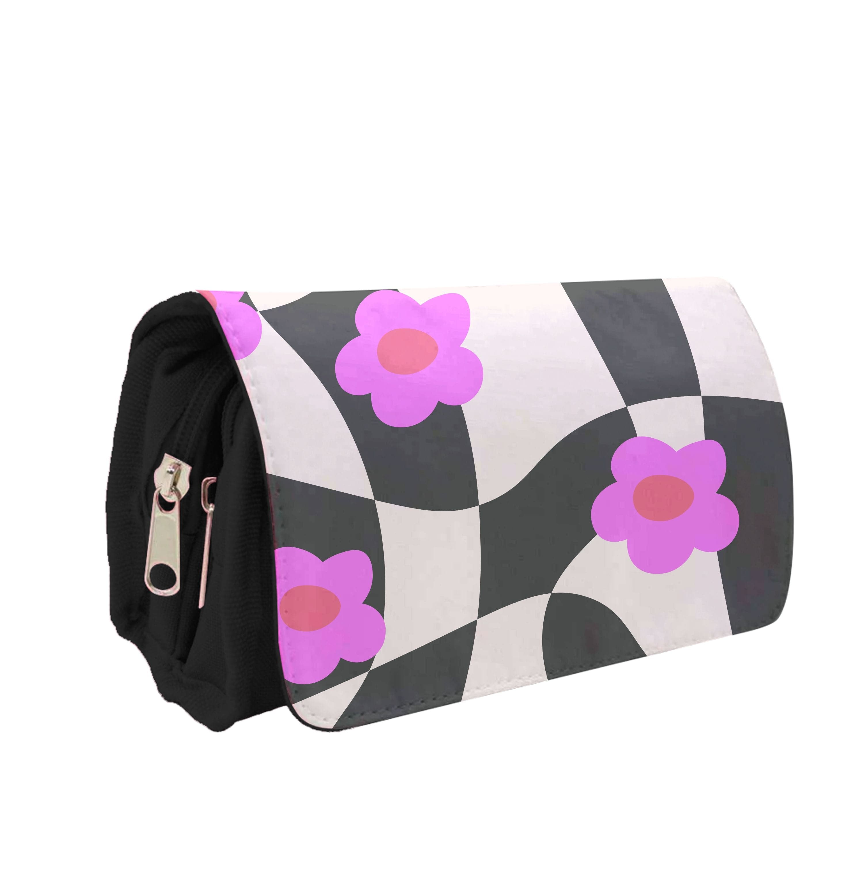 Checkboard Flowers - Trippy Patterns Pencil Case