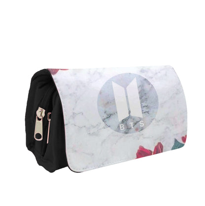 K-Pop Band Logo Marble Roses Pencil Case