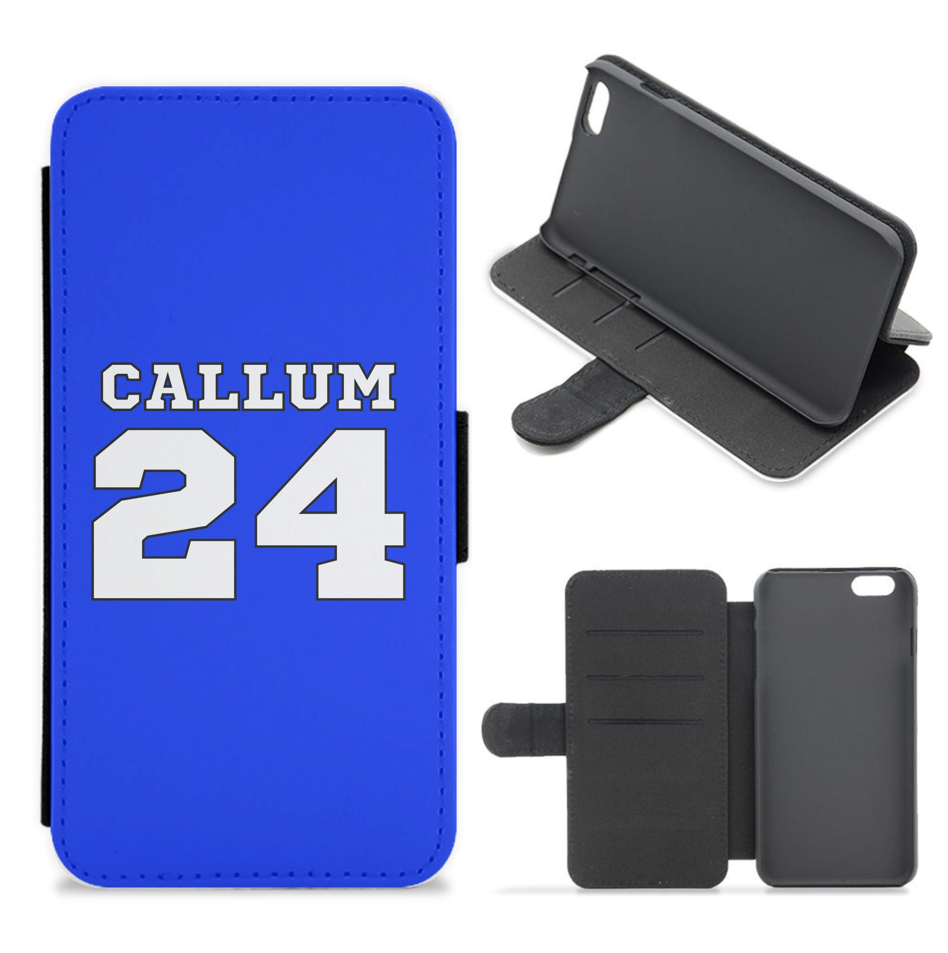 Dark Blue - Personalised Football Flip / Wallet Phone Case