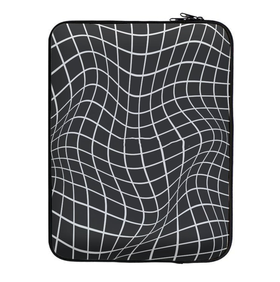 Black Wavy Grid Pattern Laptop Sleeve