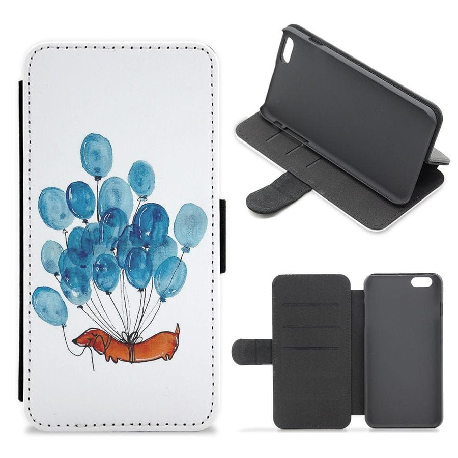 Dachshund And Balloons Flip Wallet Phone Case - Fun Cases