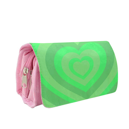 Green - Colourful Hearts Pencil Case