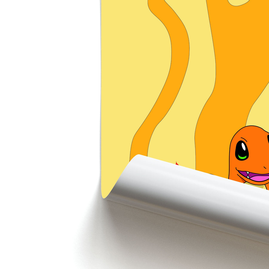 Charmander fire background - Pokemon Poster