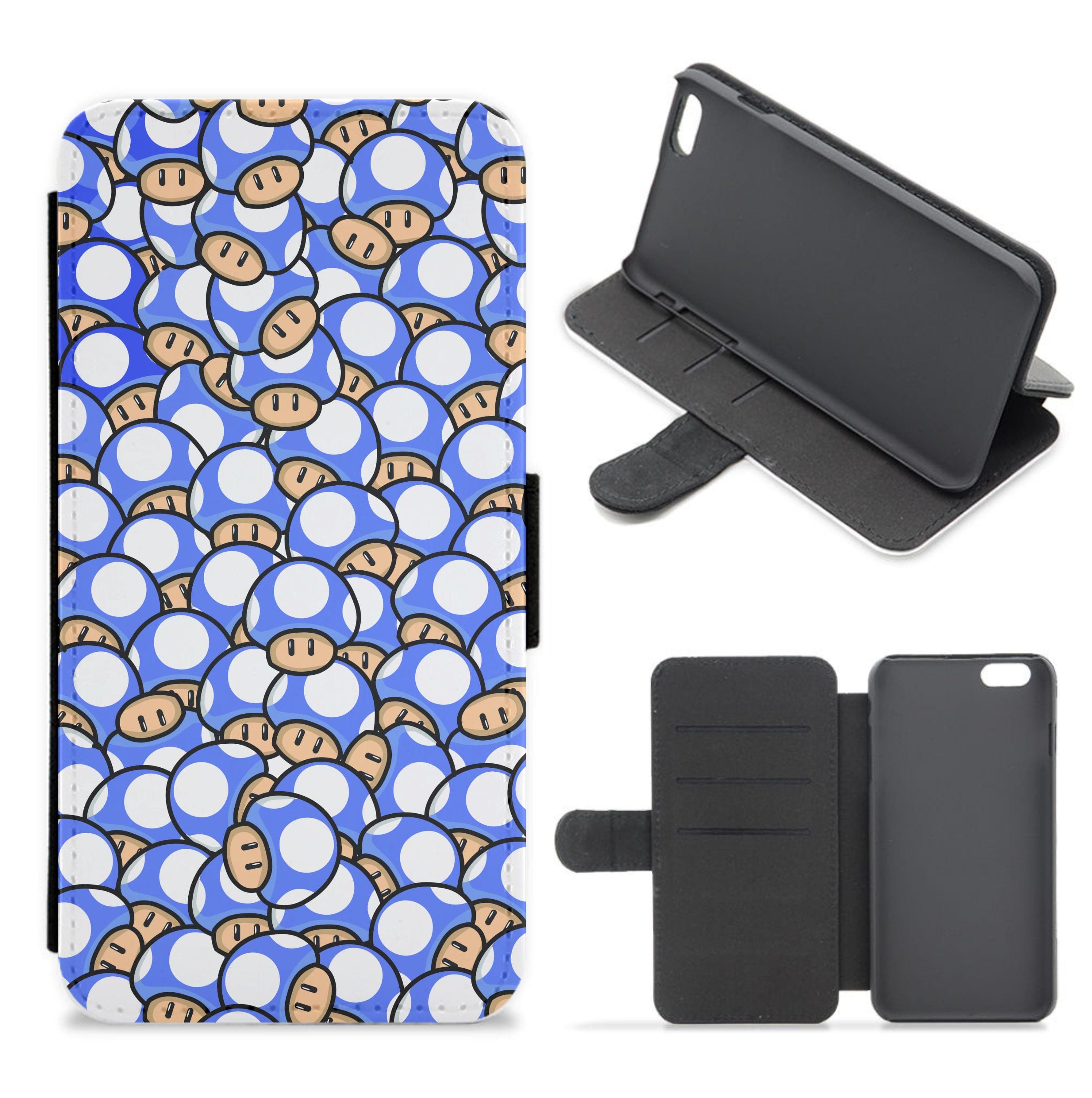 Mushroom Pattern - Dark Blue Flip / Wallet Phone Case