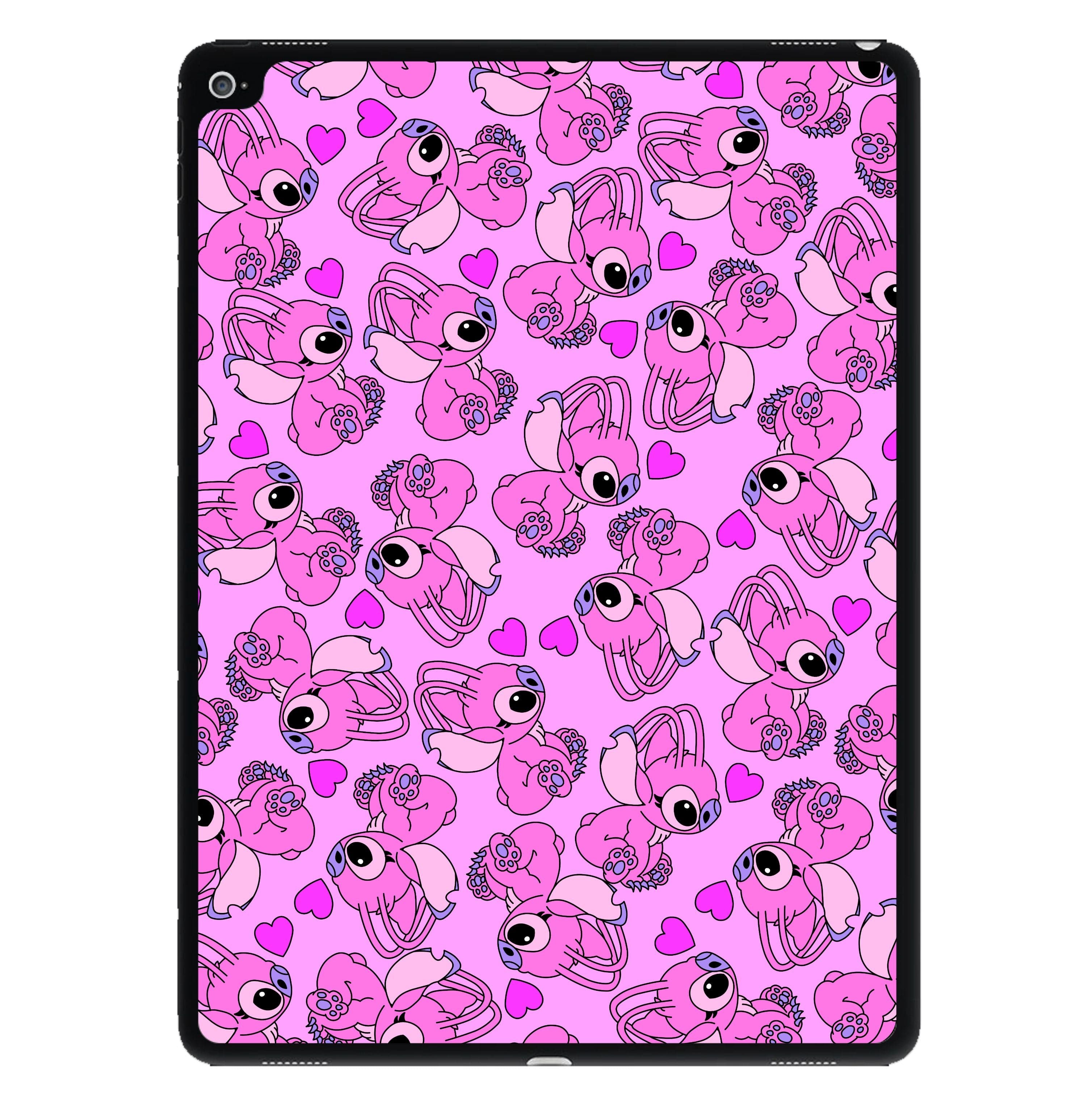 Love Heart Pattern - Pink Alien iPad Case