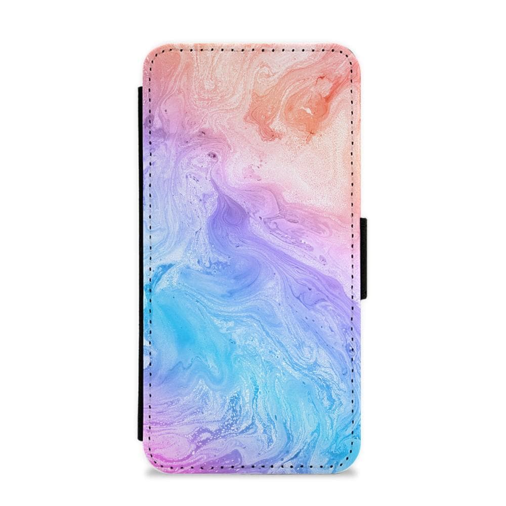 Blue and Peach Marble Flip / Wallet Phone Case - Fun Cases