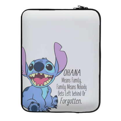 Ohana Means Family - Blue Alien Laptop Sleeve