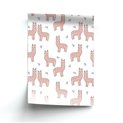 Pale Pink Alpaca Pattern Poster