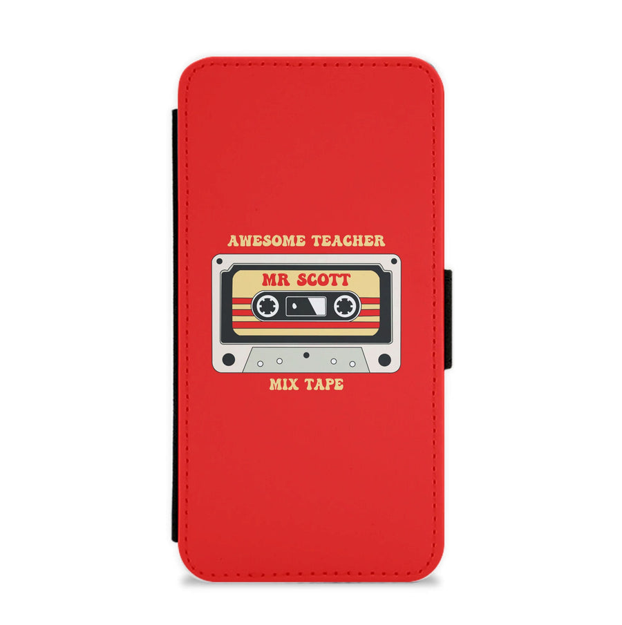Awesome Teacher Mix Tape - Personalised Teachers Gift Flip / Wallet Phone Case