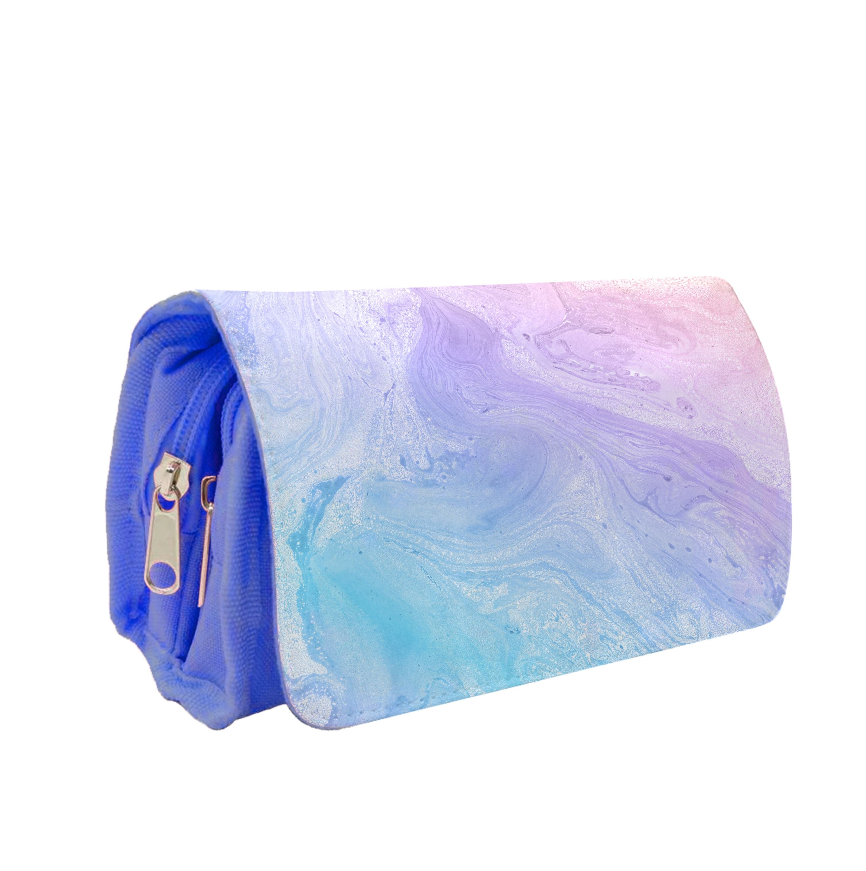 Blue and Peach Marble Pencil Case